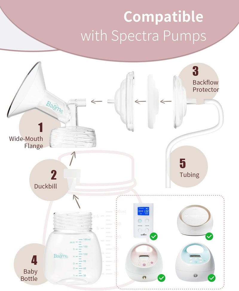 BALIME 6oz Milk Storage Bottles, Compatible with Spectra Pumps, BPA-Free, Leak-Proof Design, Dual Use as milk Storage Containers for Fridge or Freezer（4-Pack） - Image 2